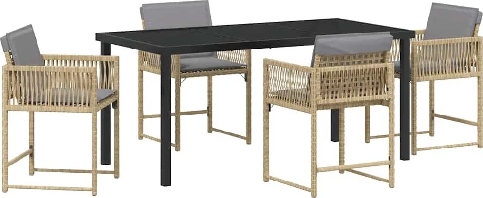 vidaXL Kert étkező szett 5 pcs Bézs polirattan
