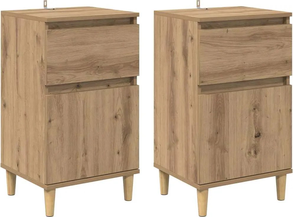 vidaXL Éjjeliszekrény 2 pcs Artisan tölgy 40 x 35 x 70 cm Faanyag