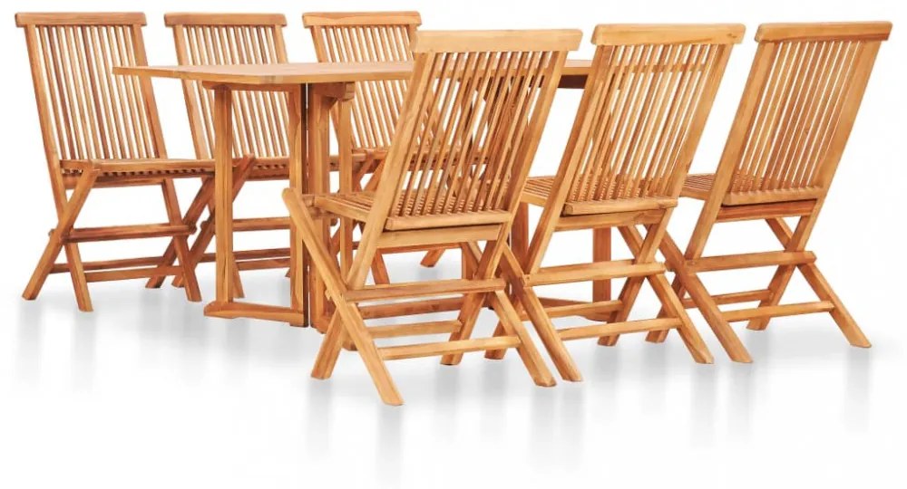 7 részes kültéri összecsukható tömör tíkfa étkezőgarnitúra