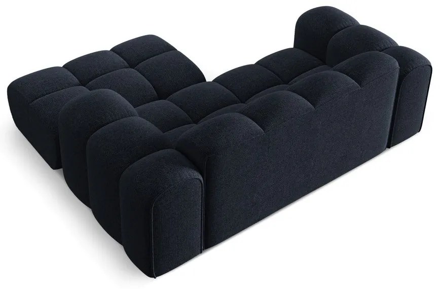 Sötétkék zsenília sarokkanapé (jobb oldali-heverő résszel) Treno – Cosmopolitan Design