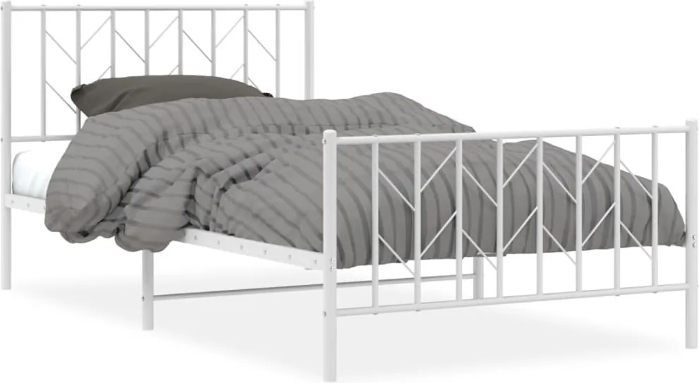 vidaXL fehér fém ágykeret fej- és lábtámlával 107 x 203 cm