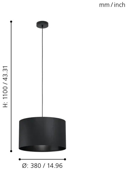 Eglo 99042 - Csillár zsinóron MASERLO 1xE27/40W/230V