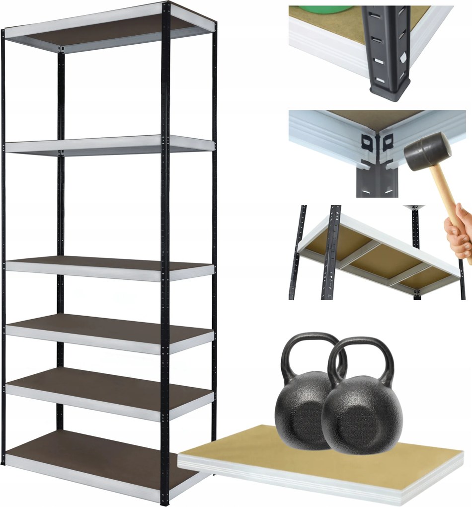 Tárolószekrény fém állvány Helios 196x90x40cm 6Px275kg Erős Lengyel