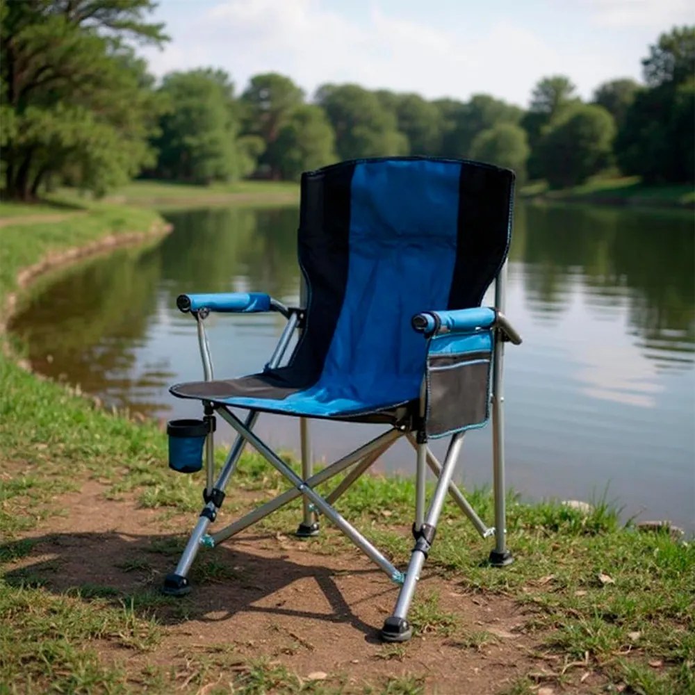Leziter Comfort karfás horgász szék pohártartóval kék