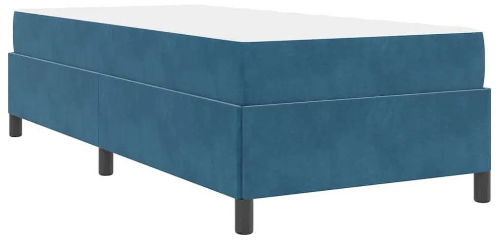 Ágykeret matracmal Sötétkék és fehér 90 x 190 cm Bársony