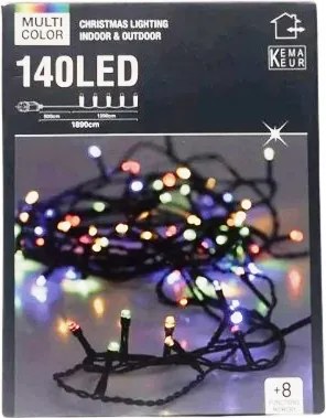 Karácsonyi világítás többszínű karácsonyfa fényfüzér 140 led 13m