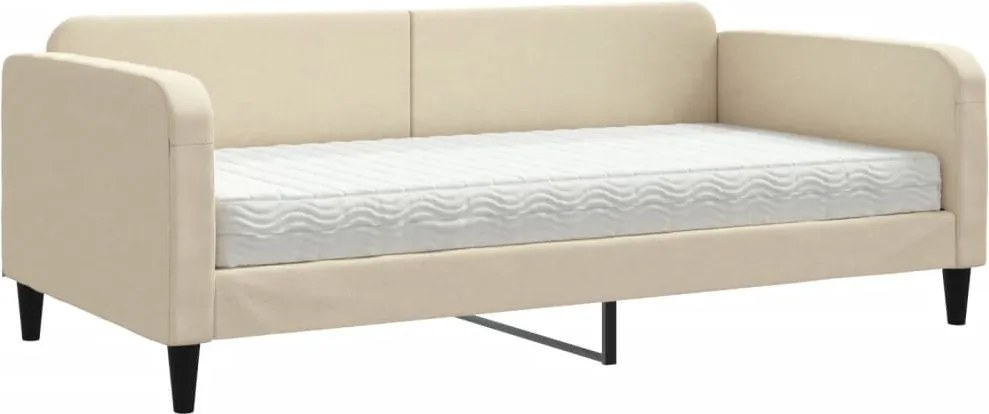 vidaXL krémszínű szövet kanapéágy matraccal 100x200 cm