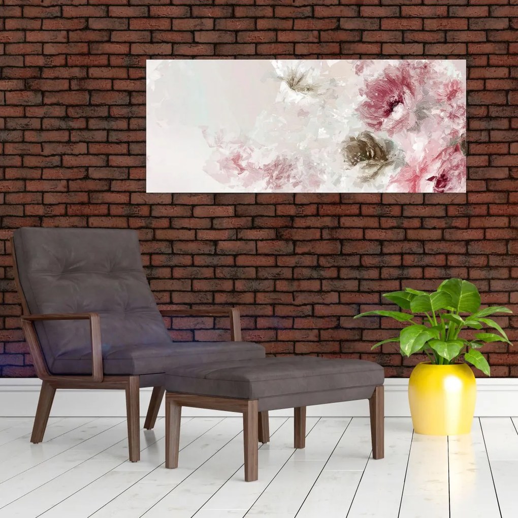 Kép - Festés rózsaszín virágok (120x50 cm)