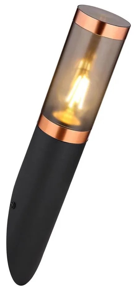 Globo 3157BC - Kültéri fali lámpa BOSTON 1xE27/23W/230V IP44 fekete/réz