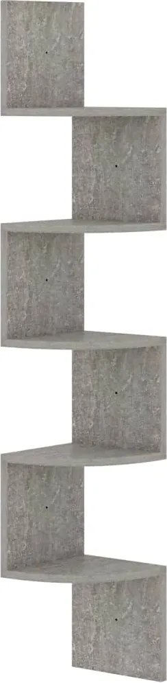 vidaXL betonszürke szerelt fa fali sarokpolc 19 x 19 x 123 cm