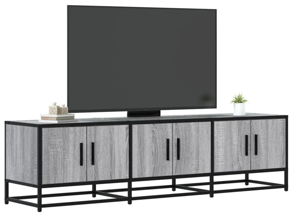 szürke sonoma színű szerelt fa és fém TV-szekrény 150x35x41 cm