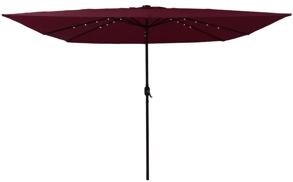 Négyzet alakú Kerti Napernyő LED Fénnyel 295x245 cm Burgundi Vörös