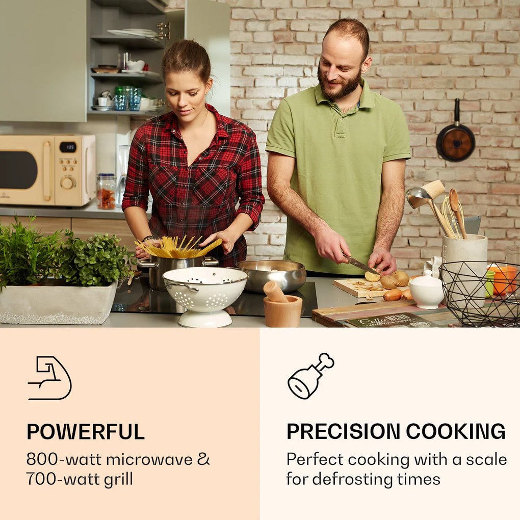 Klarstein Julieta, mikrohullámú sütő grillel, 20 l, 700 / 800 W, Ø 25,5 cm, 8 program