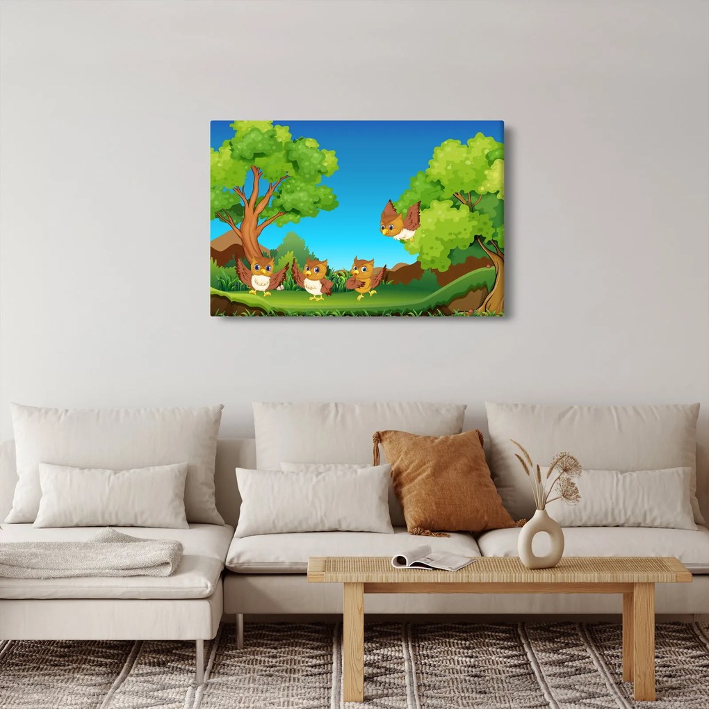 Kép - vidám baglyok (90x60 cm)