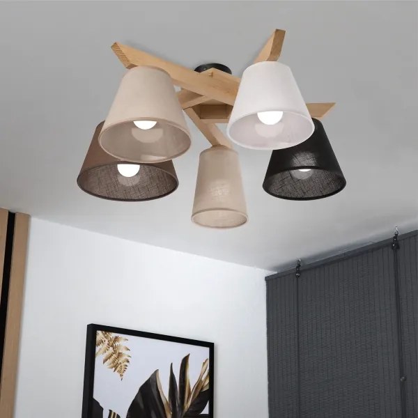 Brilagi - LED  Felületre szerelhető csillár  ANTHONY 5xE14/40W/230V tölgy