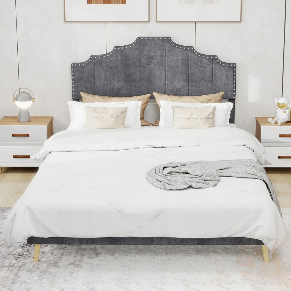 Kárpitozott ágy franciaágy 160x200cm Szürke