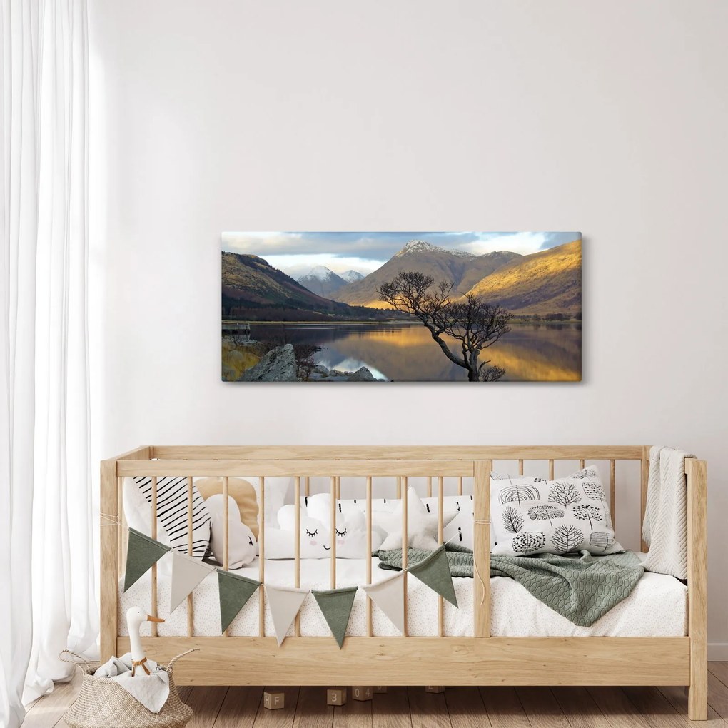 Kép - Hegyek a tónál (120x50 cm)