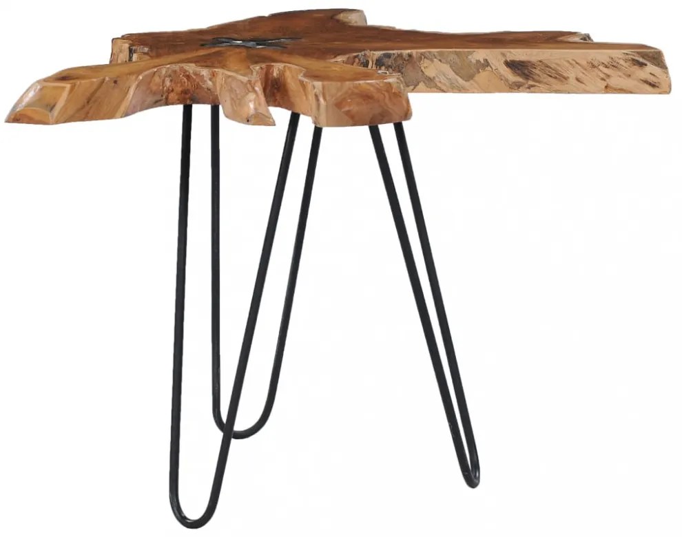 vidaXL tömör tíkfa és műkő dohányzóasztal 70 x 45 cm