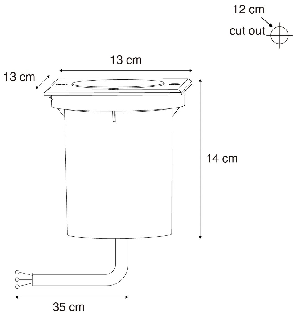 Kültéri talajszpotlámpa fekete négyzet alakú állítható IP65 - Delux
