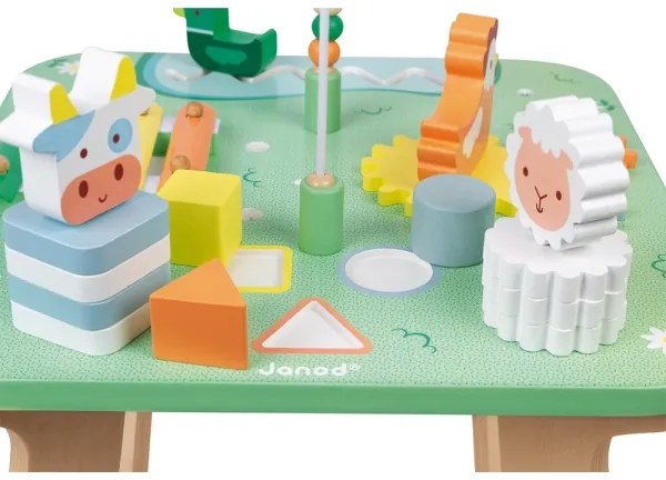 Janod - Interaktív gyerekasztal rét mintával