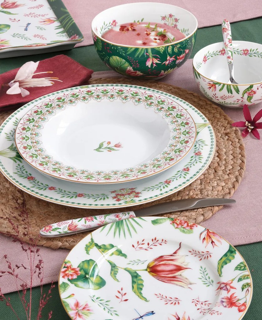 Porcelán desszerttányérszett 4db-os,19cm dobozban, Botanic Chic