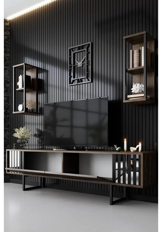 TV szekrény Chrome Line - Walnut, Black