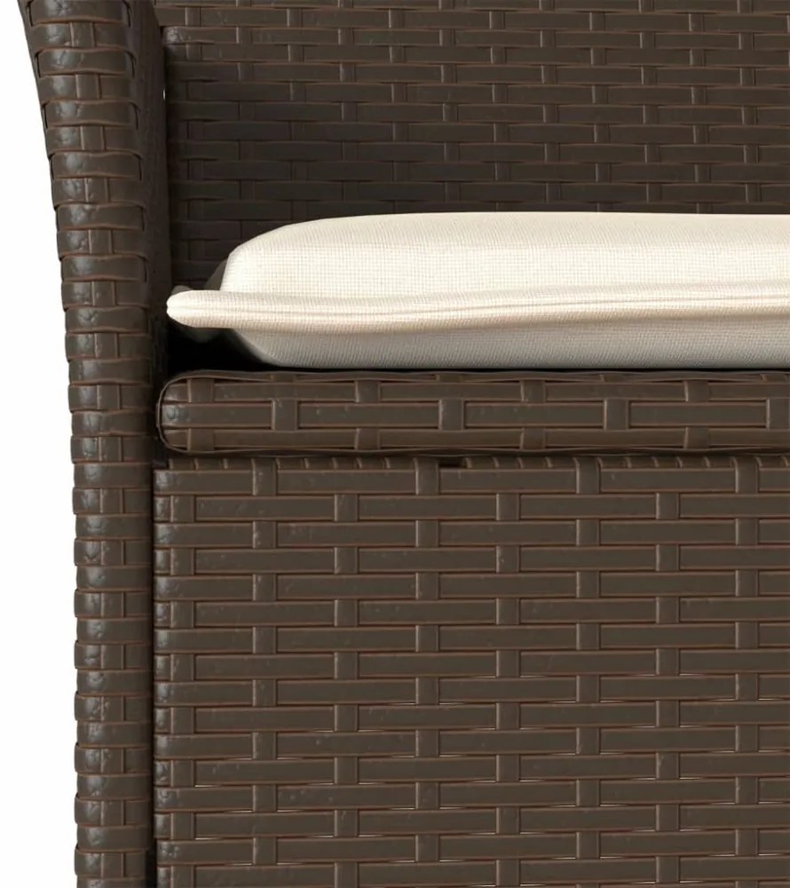 7 részes barna polyrattan/üveg kerti étkezőgarnitúra párnákkal
