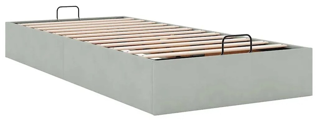 Ottomán ágykeret matrac nélkül Világosszürke 90x200 cm bársony