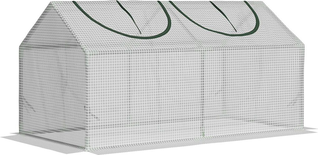 Outsunny Üvegház Ablakkal, PE Rácsos Fóliával, Acélvázas Üvegház, Erkélyre, Kertbe, 120x60x60cm, Paradicsom Üvegház Zöldségekhez, Virágokhoz, Növények