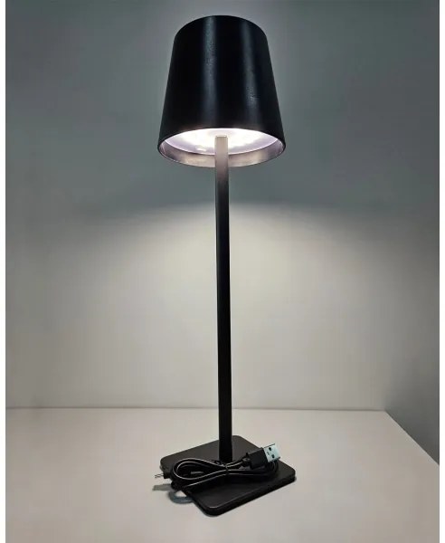 LED érintős asztali lámpa, állítható fényerő, 5W, 5V USB, 1200 mAh, fekete