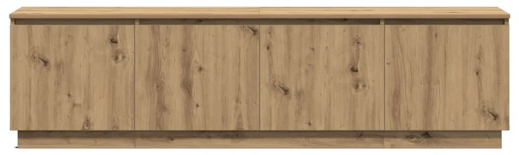 TV Szekrény LED Fénnyel Kézműves Tölgy 180x38x49 cm Rétegelt Lemez