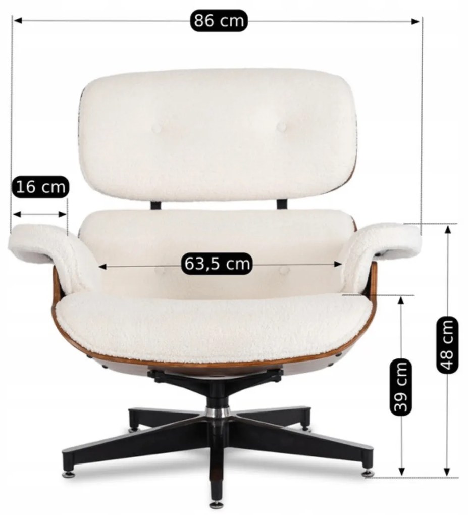 Prémium Forgó Fetel Lábtartóval Fehér Bouclé Szövettel. PALERMO