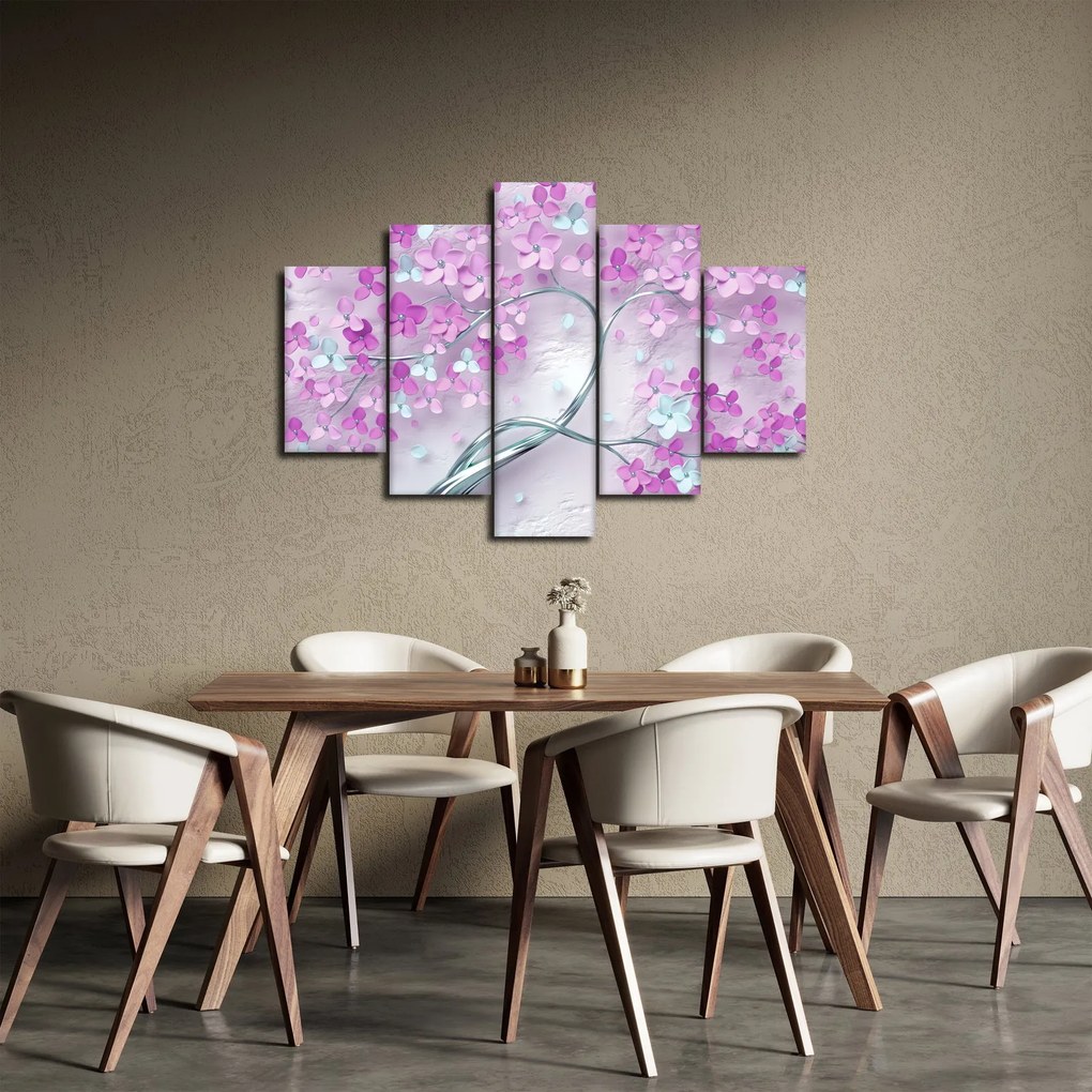 Virágok képe egy ezüst törzsön - absztrakt (150x105 cm)