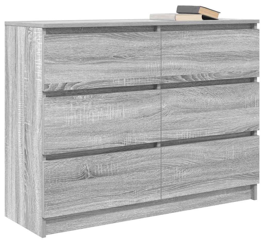 szürke sonoma színű szerelt fa tálalószekrény 100x35x76 cm