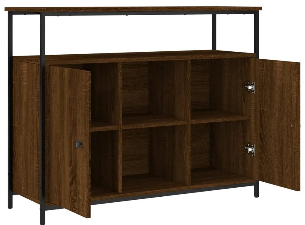 barna tölgy színű szerelt fa tálalószekrény 100 x 35 x 80 cm