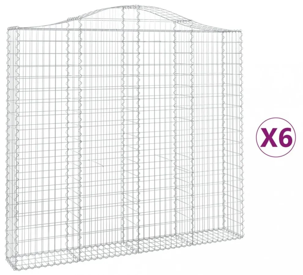 6 db íves horganyzott vas gabion kosár 200x30x180/200 cm