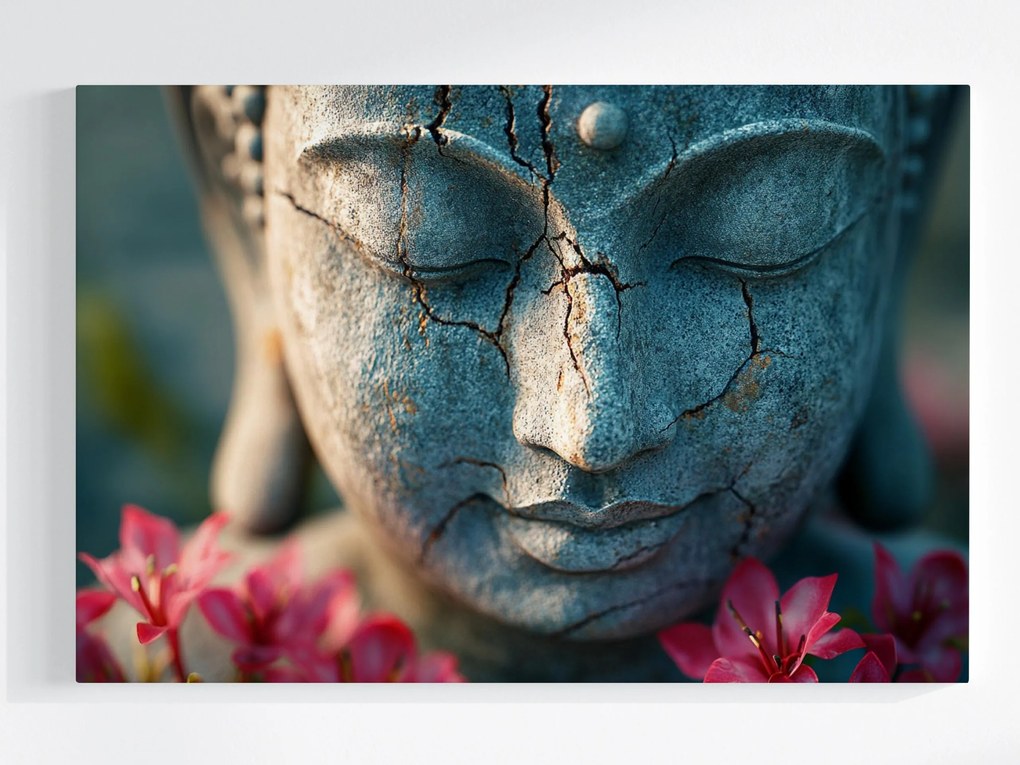 Vászonkép Canvas Szobor Arc Buddha Virágok Harmónia Zen 60x40
