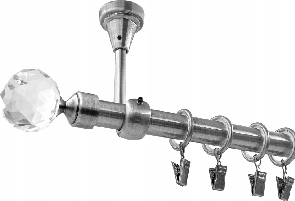 Függönykarnis Mennyezeti Fém 19 mm szimpla Ezüst Nikkel 140 cm MIX Végek