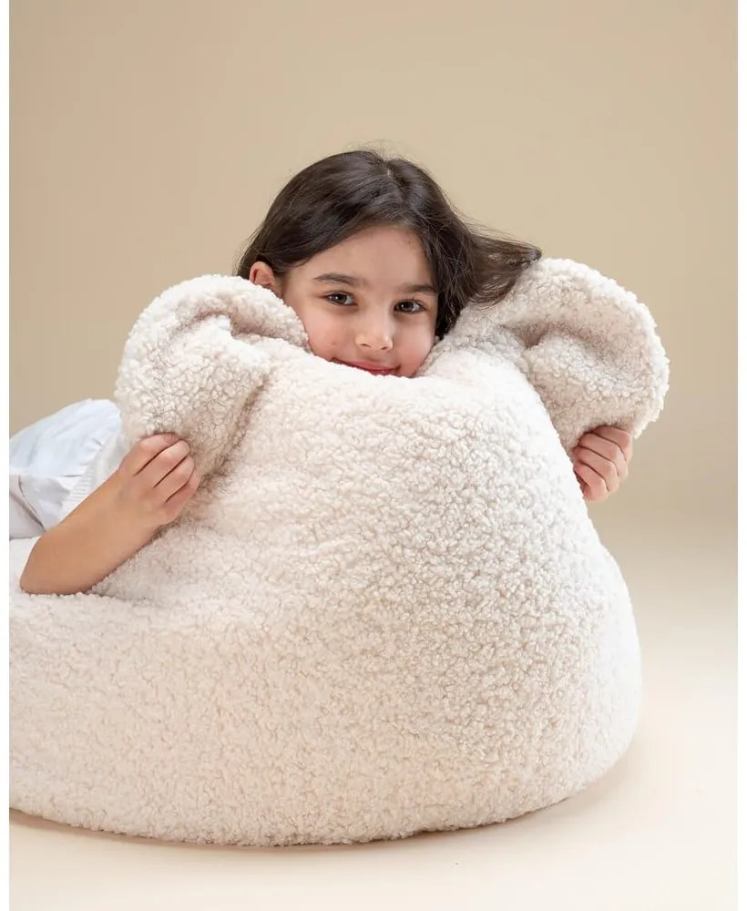 Krémszínű buklé gyerek babzsákfotel Bear – Wigiwama