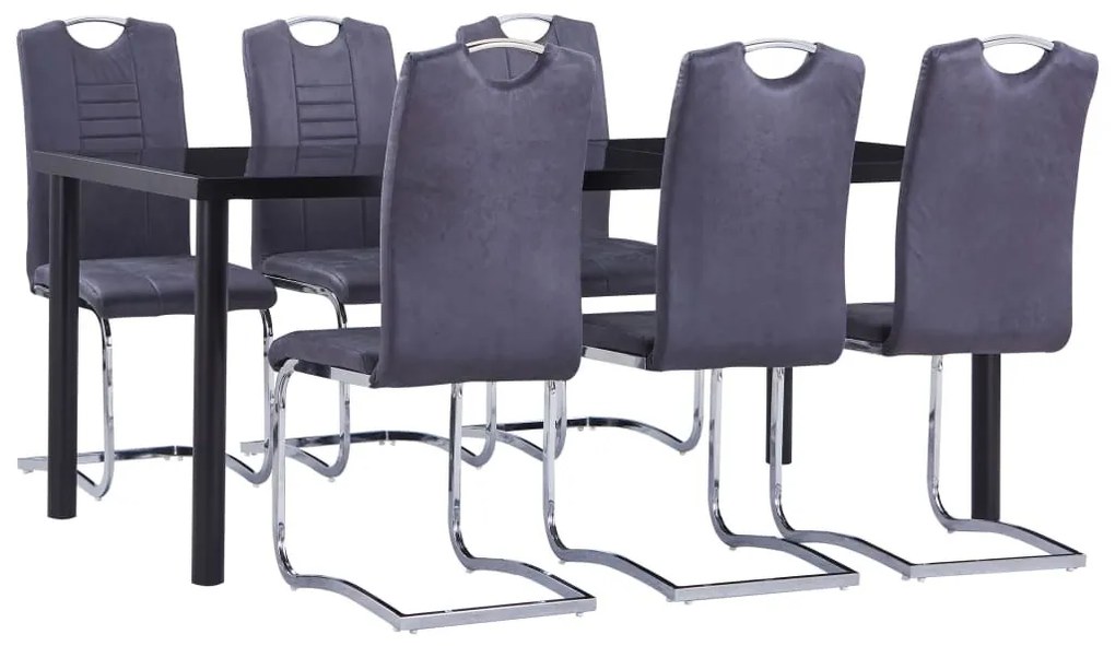 7 részes szürke művelúr étkezőgarnitúra