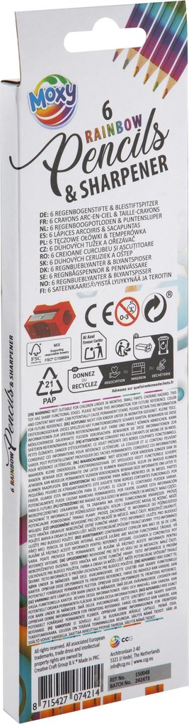 Szivárványceruza Moxy 6 db-os hegyezővel