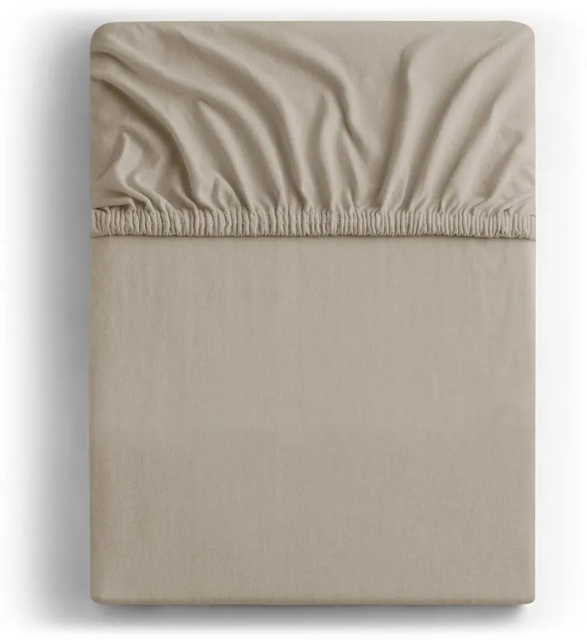 Világosbarna gumis jersey lepedő 240x220 cm Amber – Restilo