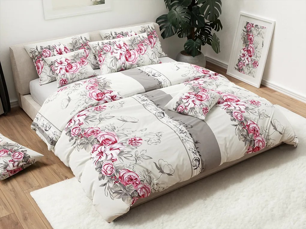 LILY ROSE szürke pamut ágyneműhuzat Ágyneműhuzat mérete: 70 x 90 cm | 140 x 200 cm