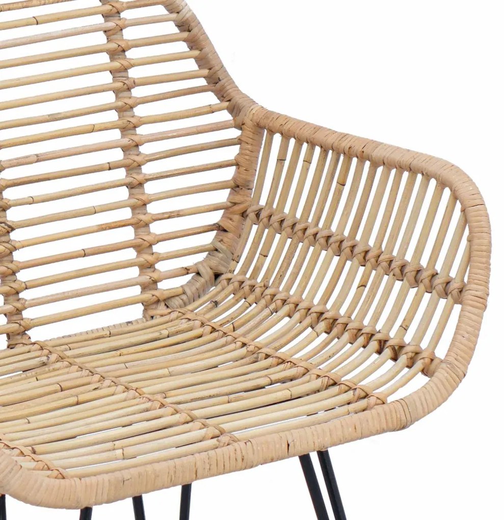 Étkezőszék 2 pcs Természetes 55 x 50 x 74 cm Rattan és Vas