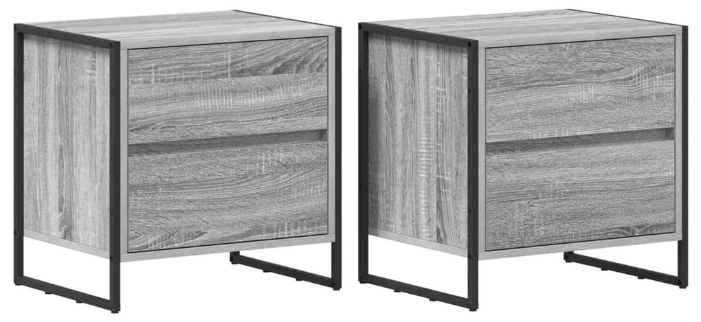 Éjjeli asztal 2 pcs Szürke Sonoma 50 x 39.5 x 50 cm Faanyag