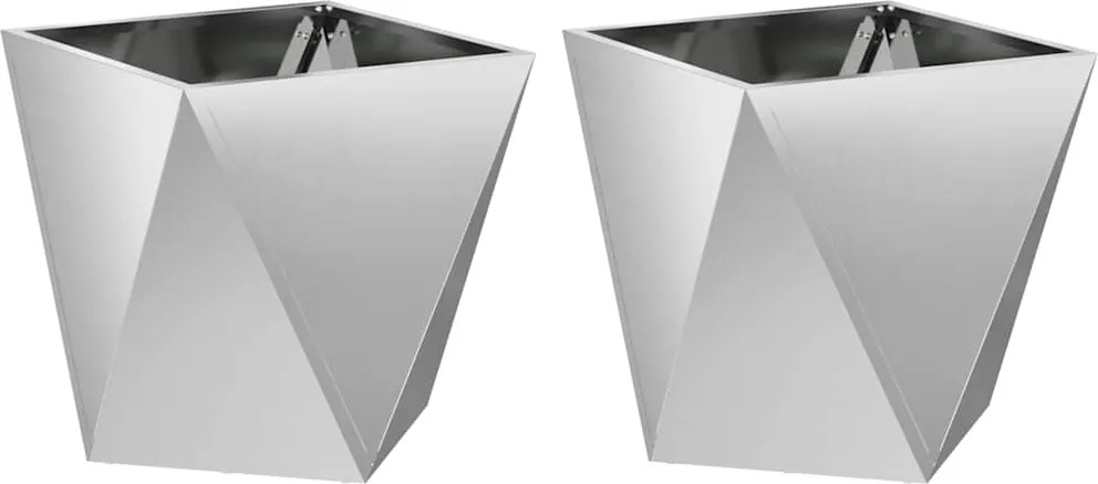 vidaXL Növénytartó 2 pcs Ezüst 50 x 50 x 50 cm Horganyzott acél