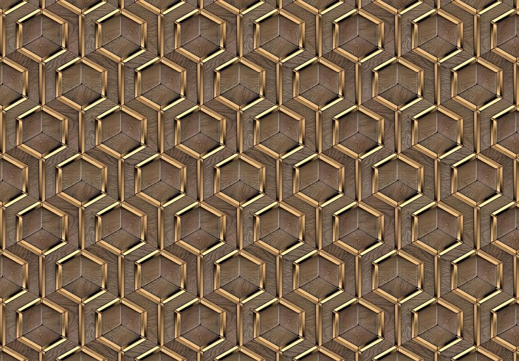 3D fotótapéta geometria fa fém 416 x 254