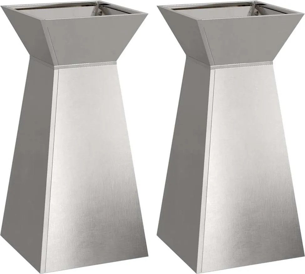 vidaXL Pillér Ültető 2 pcs Ezüst 35 x 35 x 73 cm