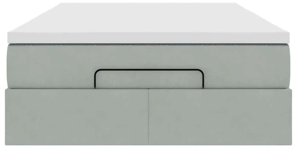 világosszürke bársony ottomán ágy matraccal 120x190 cm