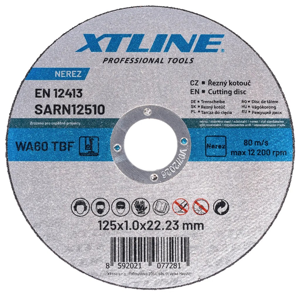 XTline Vágókorong rozsdamentes acélhoz 125x1,6x22mm